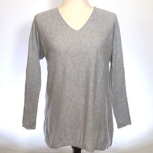 Vince Heathered Gray V-Neck Long Sleeve Cotton T-Shirt XS